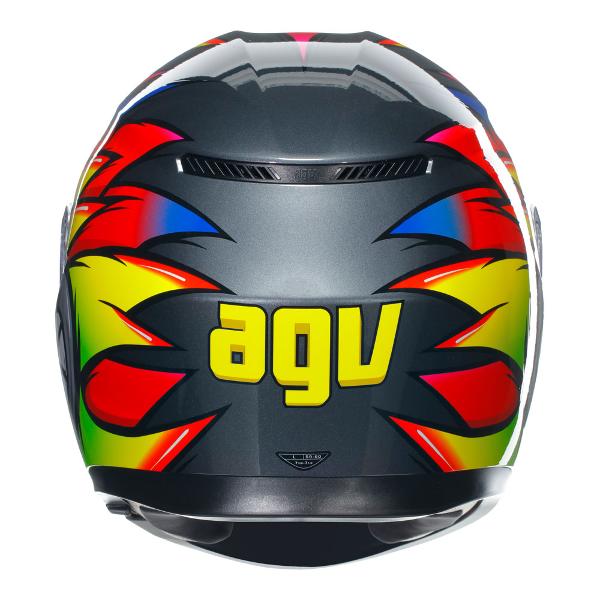 AGV Mens Motorcycle Full Face Road Helmet K3 Birdy 2.0 Grey/Yellow/Red