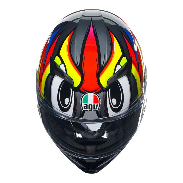 AGV Mens Motorcycle Full Face Road Helmet K3 Birdy 2.0 Grey/Yellow/Red