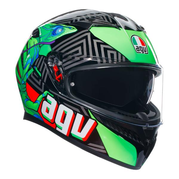 AGV Mens Motorcycle Full Face Road Helmet K3 Kamaleon Black/Red/Green