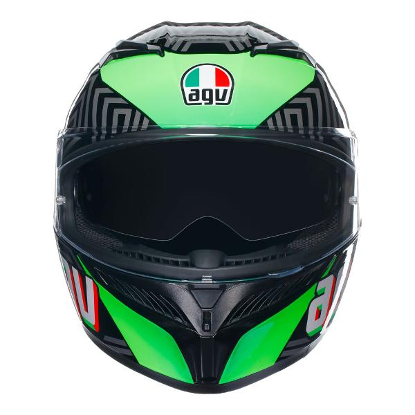 AGV Mens Motorcycle Full Face Road Helmet K3 Kamaleon Black/Red/Green