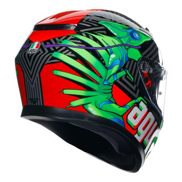 AGV Mens Motorcycle Full Face Road Helmet K3 Kamaleon Black/Red/Green