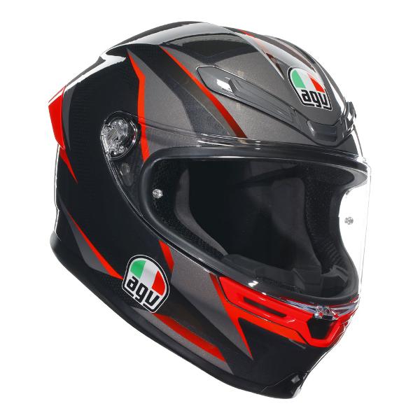 AGV Mens Motorcycle Safe road helmet K6 S Slashcut Black/Red