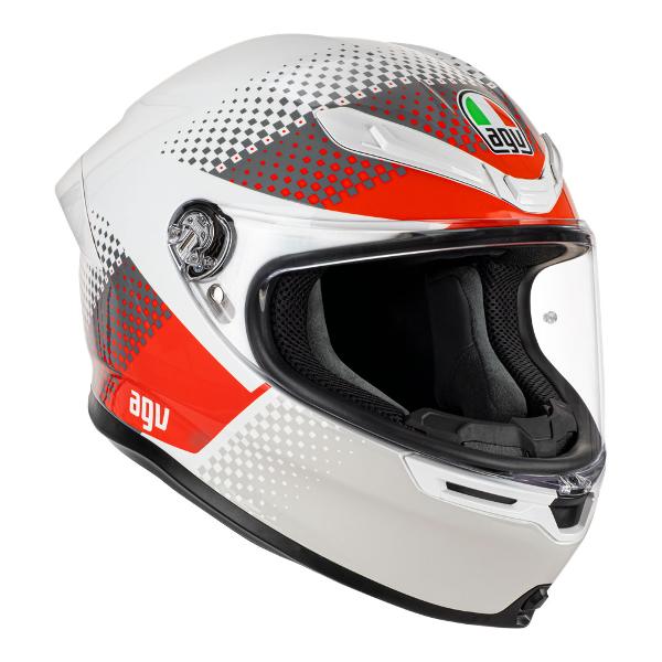 AGV Mens Motorcycle Safe road helmet K6 S Smu Fision White/Red/Light Grey