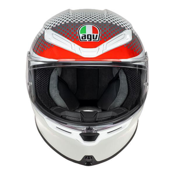 AGV Mens Motorcycle Safe road helmet K6 S Smu Fision White/Red/Light Grey