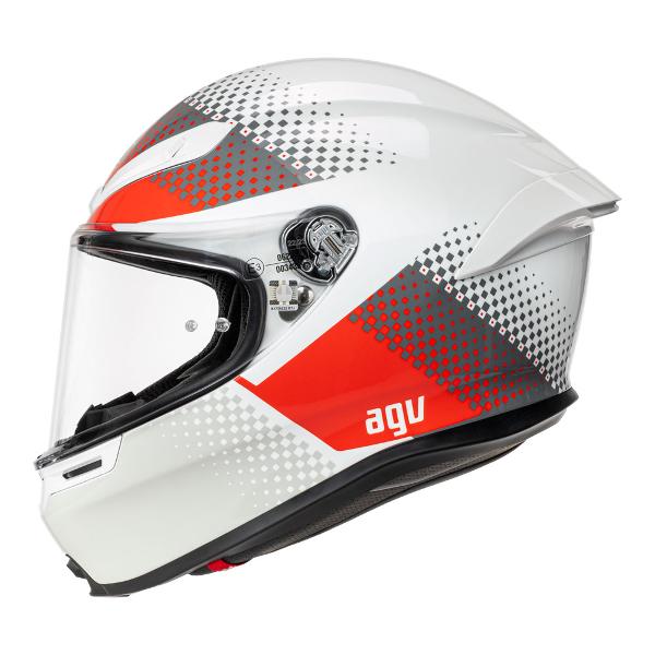 AGV Mens Motorcycle Safe road helmet K6 S Smu Fision White/Red/Light Grey