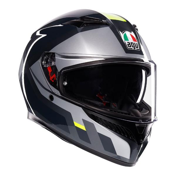 AGV Mens Motorcycle Full Face Road Helmet K3 Shade Grey/Fluro Yellow