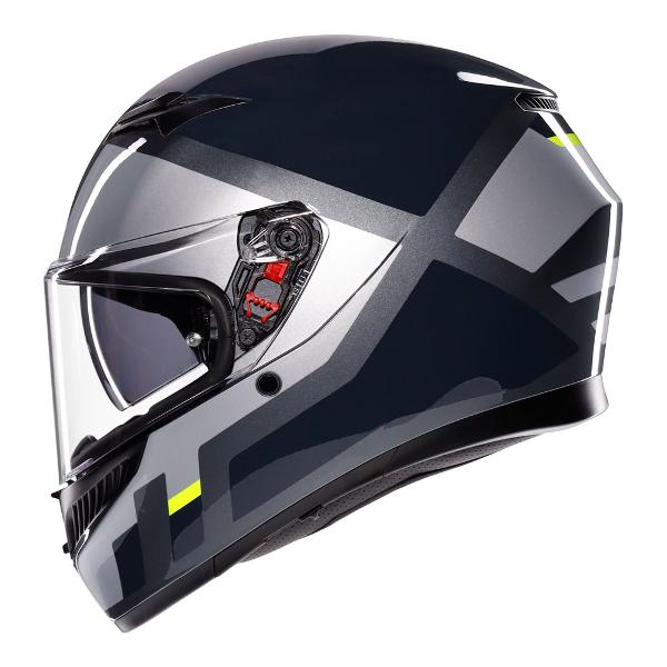 AGV Mens Motorcycle Full Face Road Helmet K3 Shade Grey/Fluro Yellow