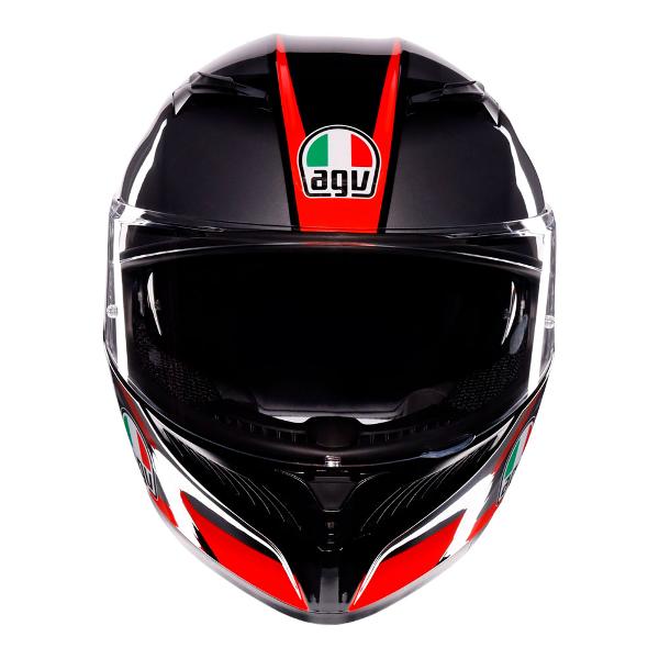 AGV Mens Motorcycle Full Face Road Helmet K3 Striga Matt Black/Grey/Red