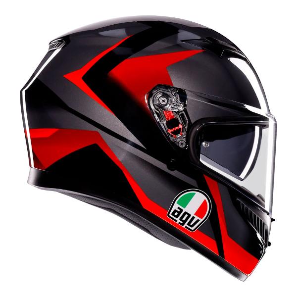 AGV Mens Motorcycle Full Face Road Helmet K3 Striga Matt Black/Grey/Red