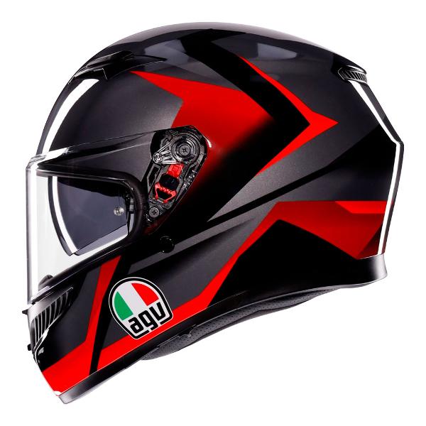 AGV Mens Motorcycle Full Face Road Helmet K3 Striga Matt Black/Grey/Red