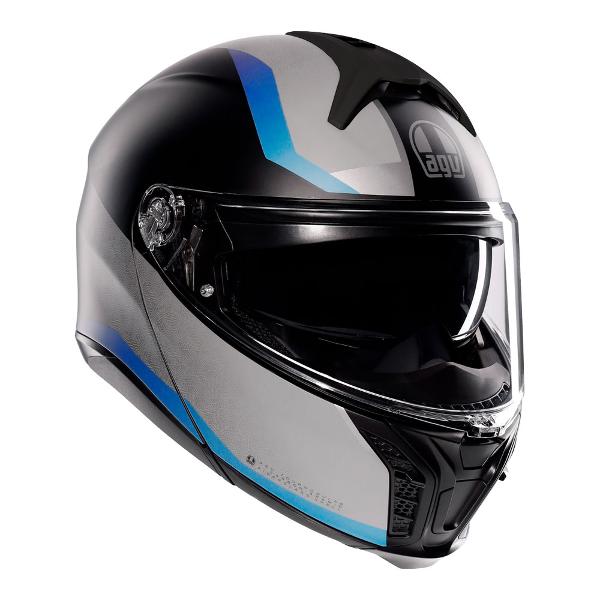 AGV Mens Motorcycle Tour modular helmet Stary Matt Black/Grey/Blue