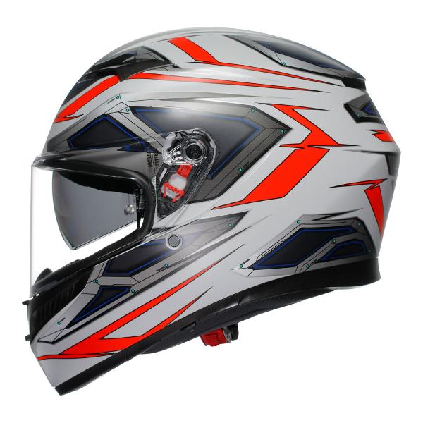 AGV Mens Motorcycle Full Face K3 Space White/Red/Fluro