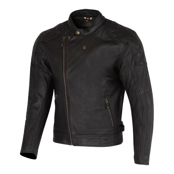MERLIN Mens Motorcycle Jacket Chester Café D3O Leather Black