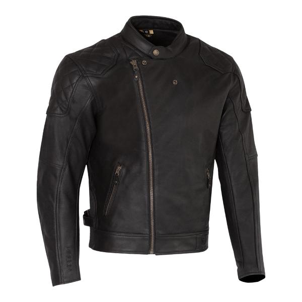 MERLIN Mens Motorcycle Jacket Chester Café D3O Leather Black