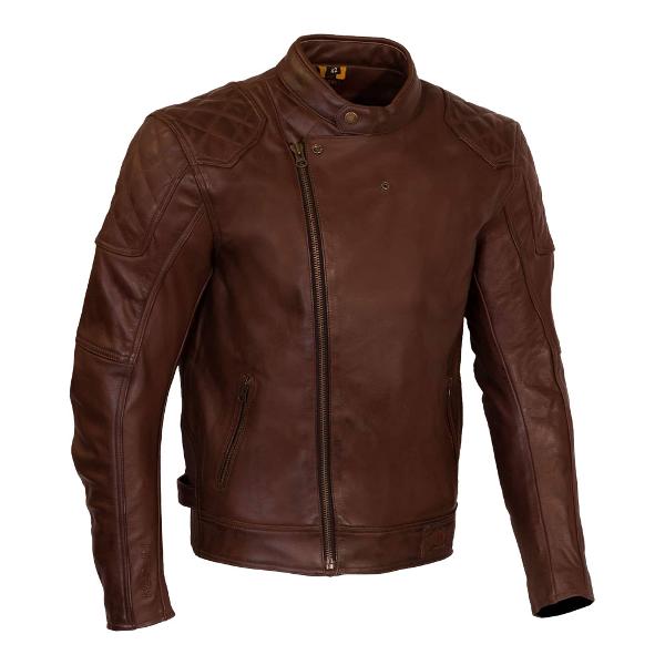 MERLIN Mens Motorcycle Jacket Chester Café D3O Leather Brown