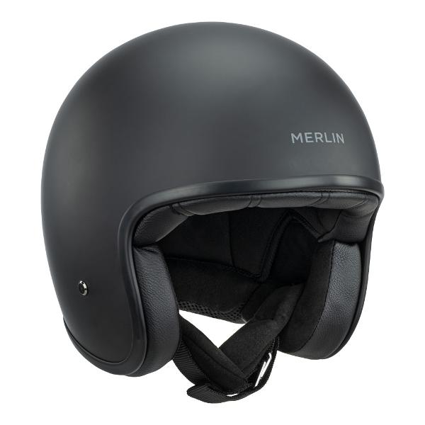 MERLIN Motorcycle Open Face Helmet Blackbird Matt Black
