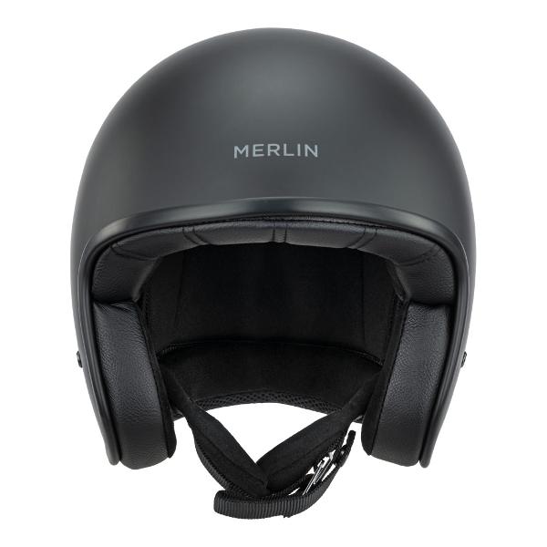 MERLIN Motorcycle Open Face Helmet Blackbird Matt Black