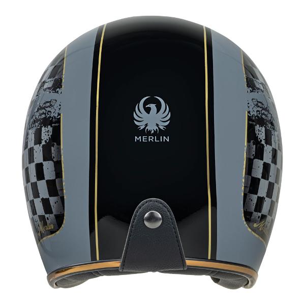 MERLIN Motorcycle Open Face Helmet Blackbird Racer Black