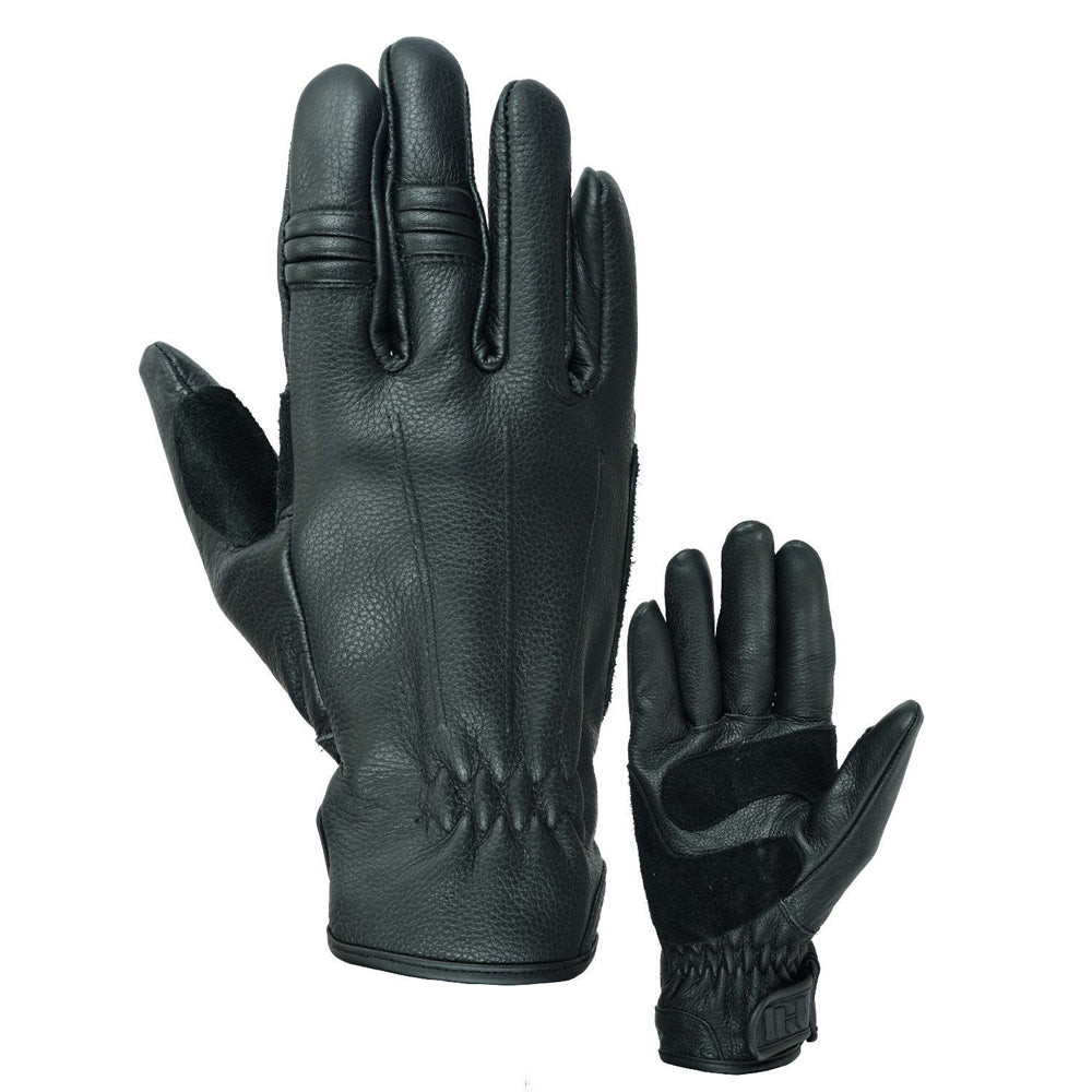 Bikers Gear Australia Black Leather Rigger Motorcycle Gloves