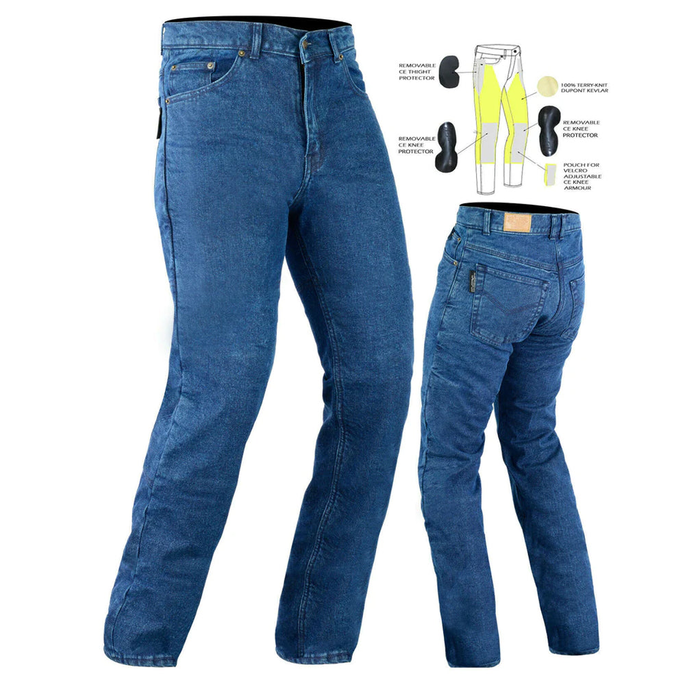 Bikers Gear Australia Classic Protective Lined With Kevlar Motorcycle Jeans Blue