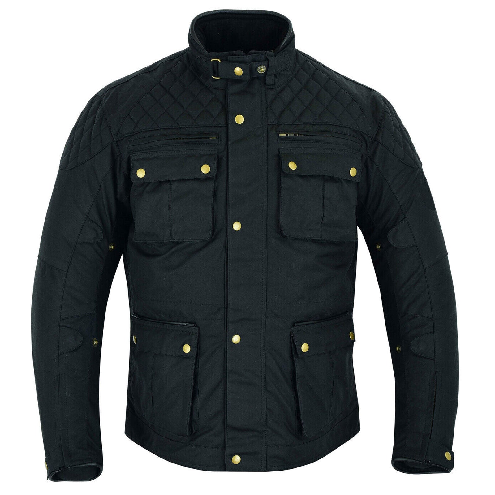 Black Classic Retro Wax Cotton Belstaff Style Motorbike Jacket