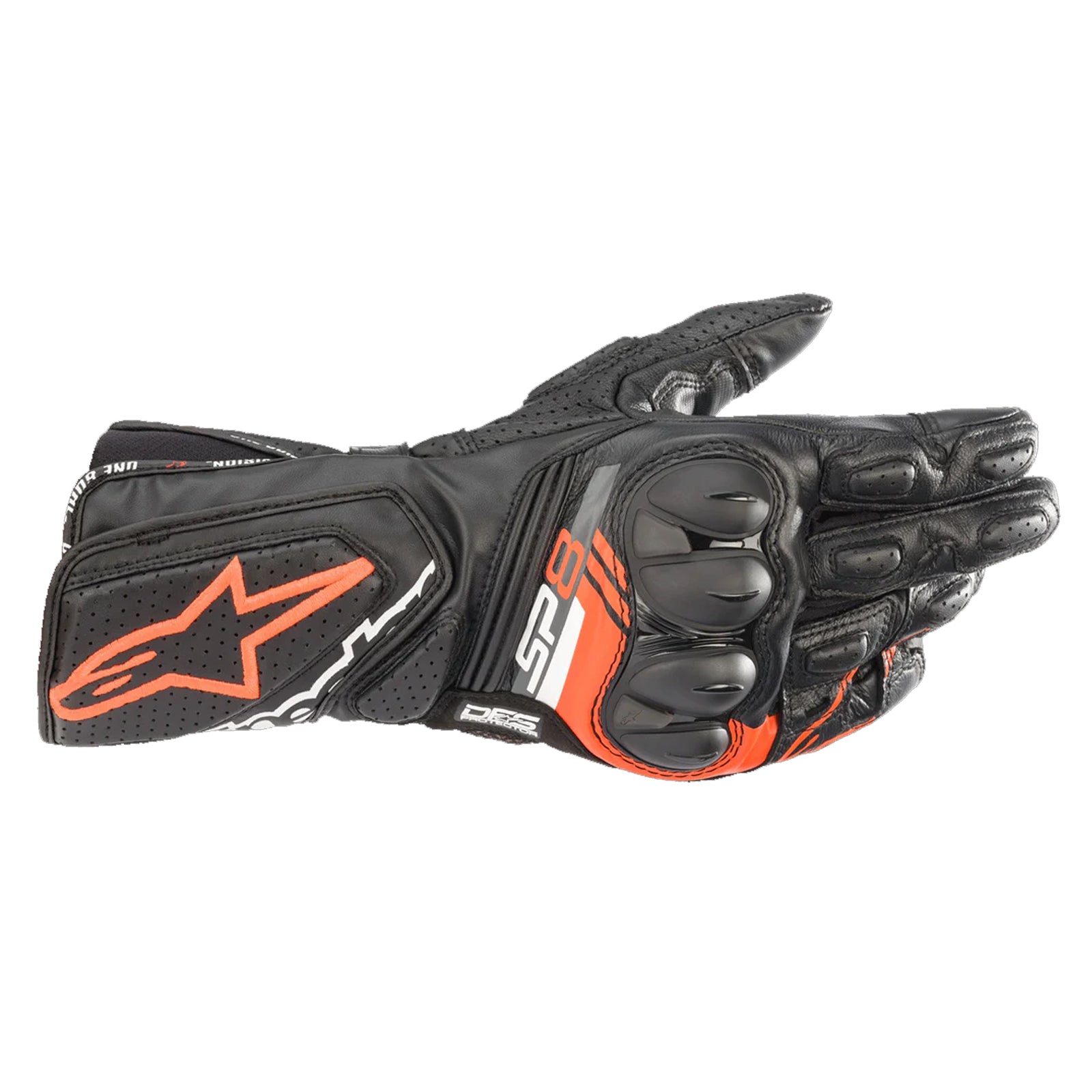 Alpinestars SP-8 V3 Leather Gloves Black / Red / Fluro