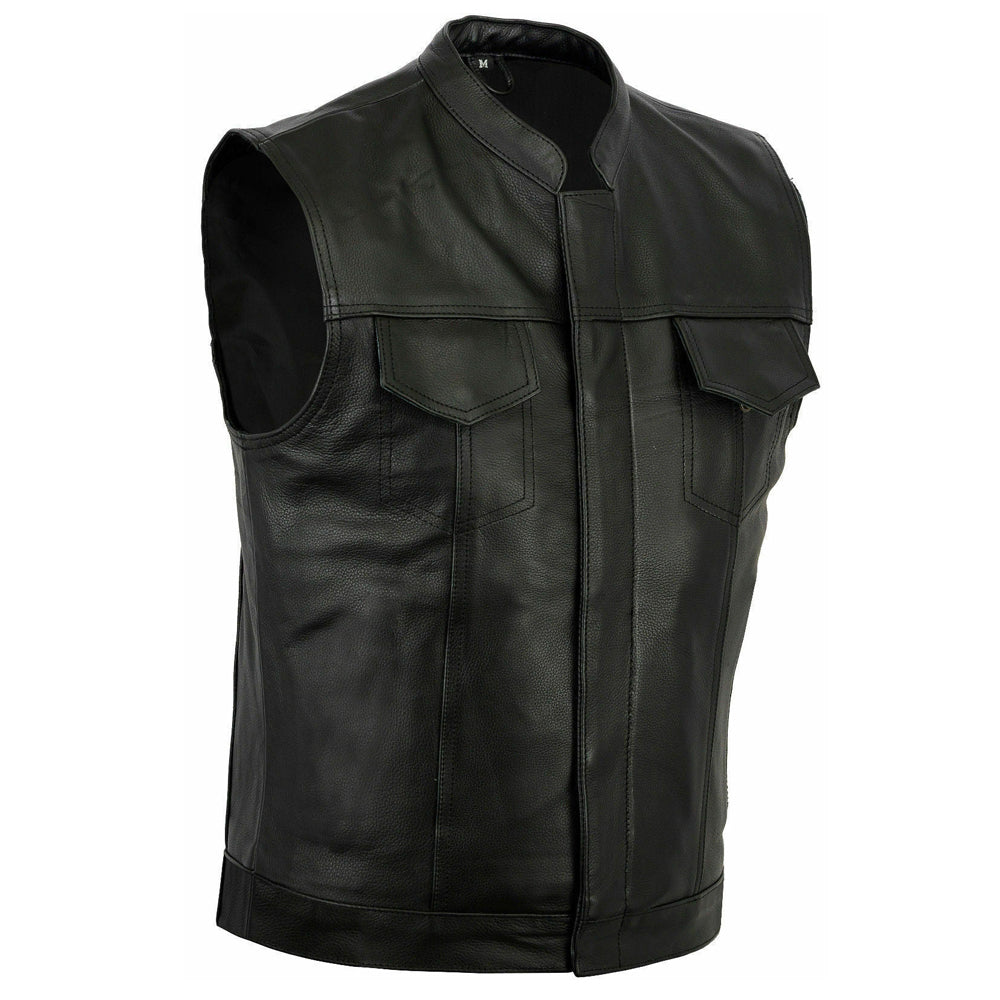Bikers Gear Australia Sons of Anarchy Motorcycle Leather Vest Black