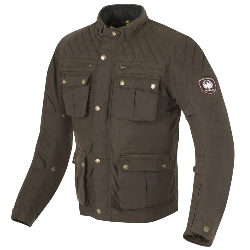 Merlin Motorcycle Textile Jacket Edale Wax Cotton Olive