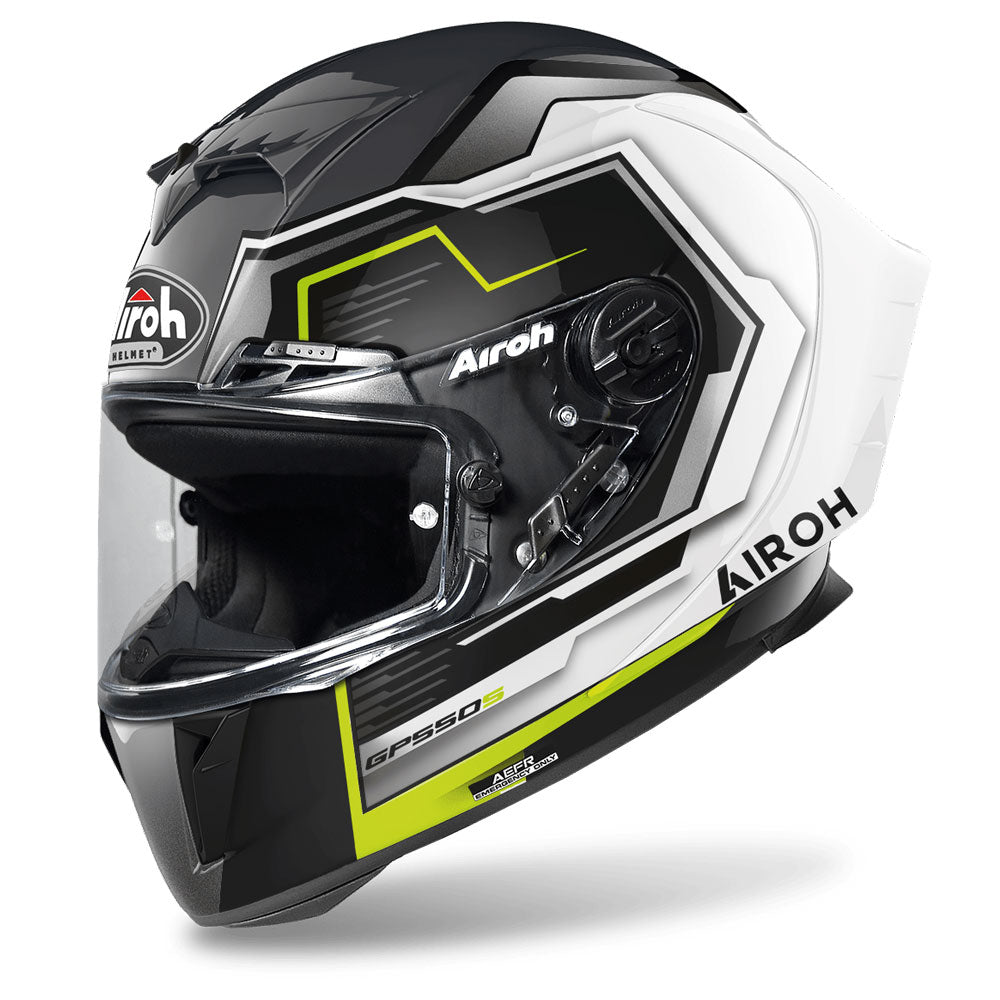 Airoh Road Motorcycle Helmet GP550-S Rush White/Yellow Gloss