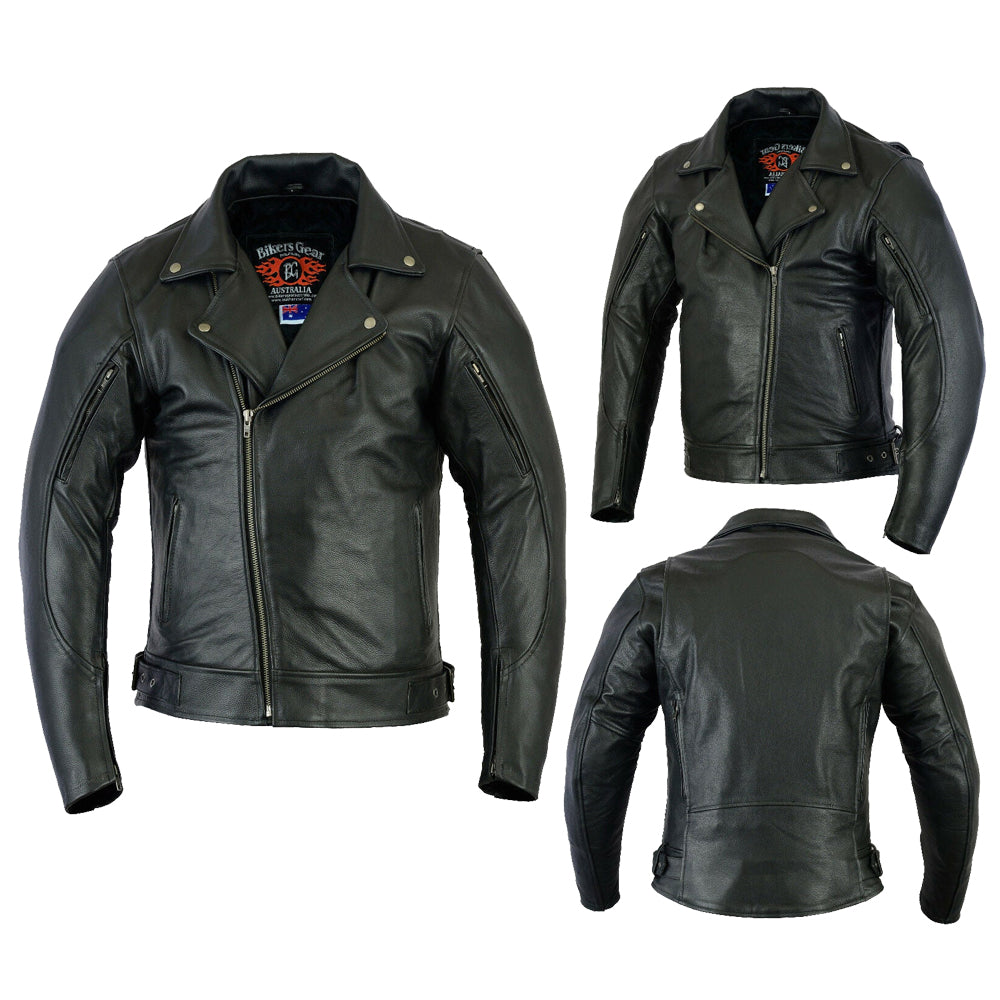 Bikers Gear Australia Brando No Buckle Motorcycle Leather Jacket