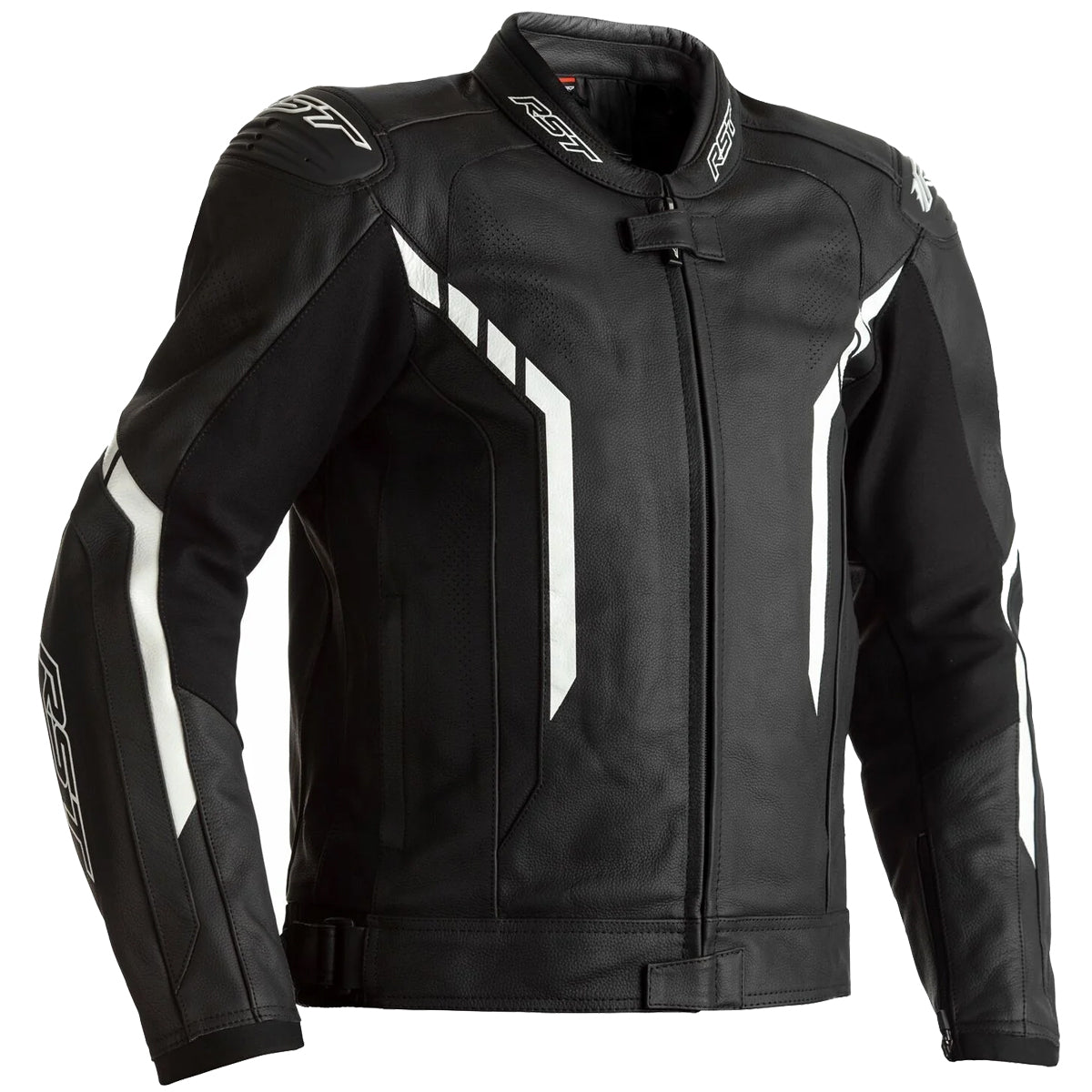 RST Motorcycle Leather Jacket Axis CE Approved Black/White