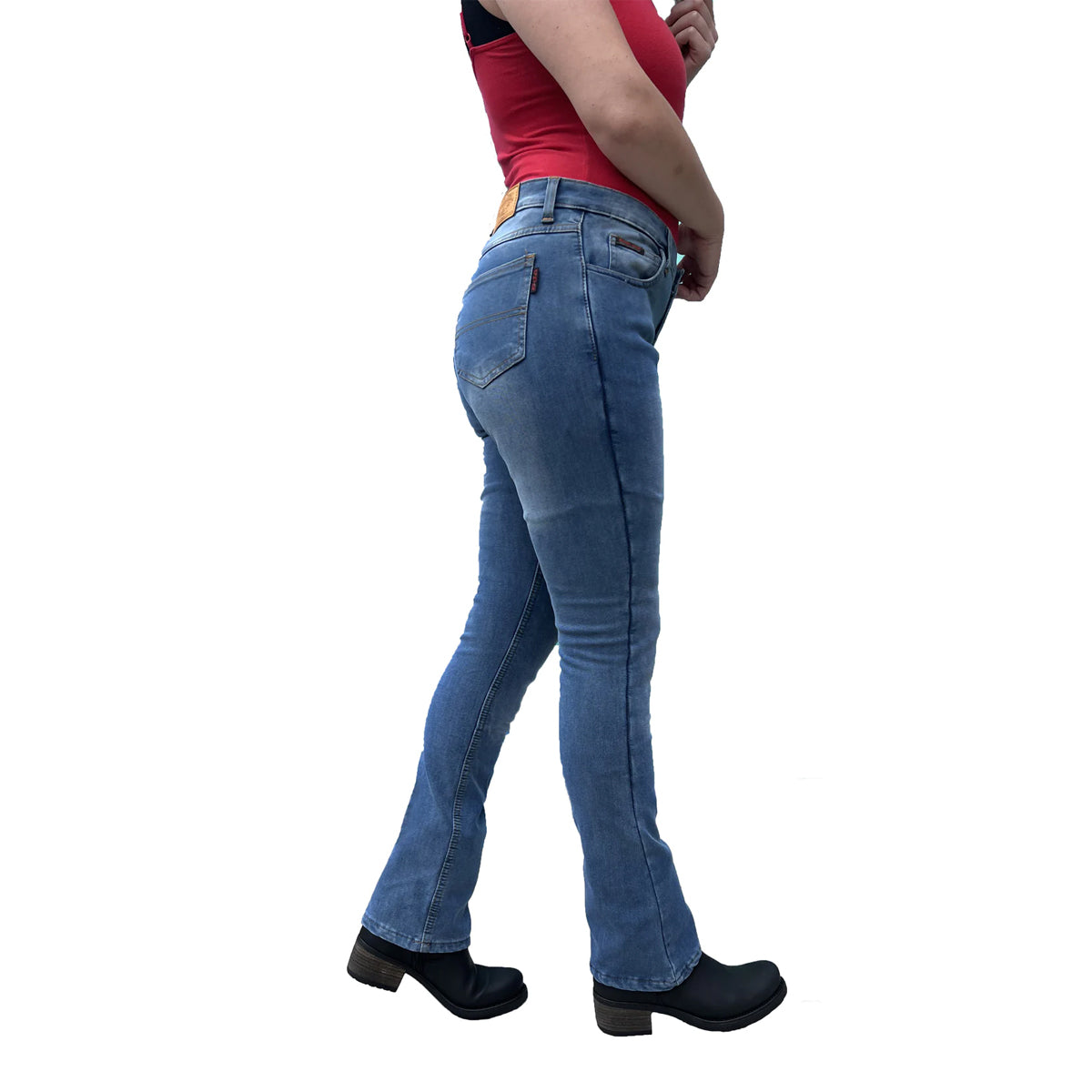 Bikers Gear Australia Boot Leg Lady Motorcycle Protective Lined With Kevlar Jeans Blue