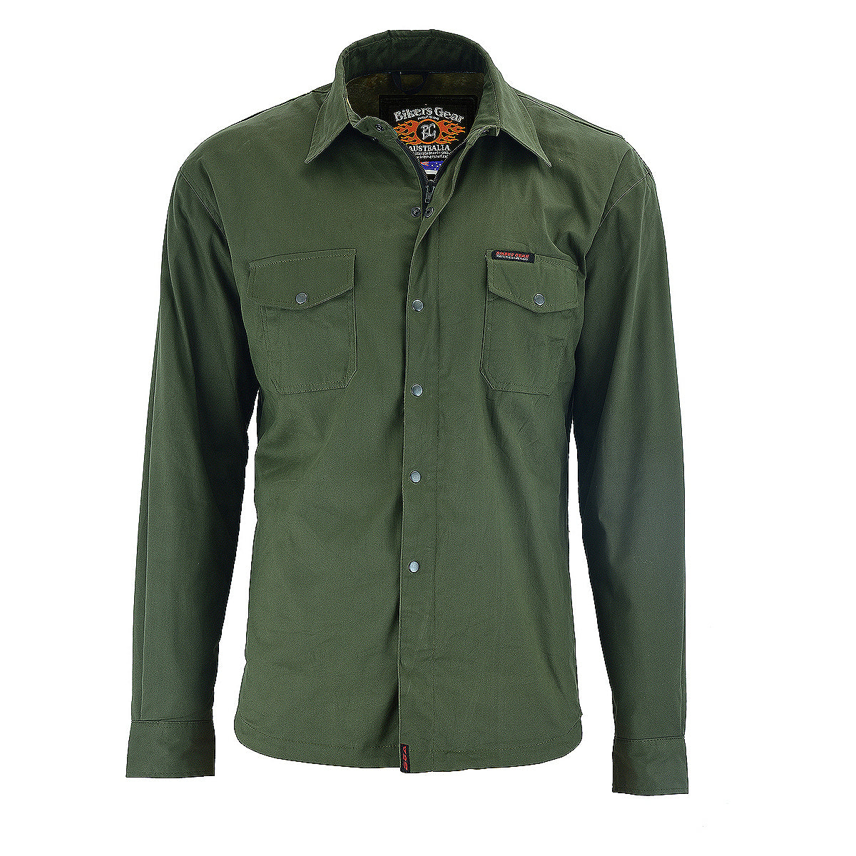 Bikers Gear Australia Icon HD Flannel Shirt Olive Green