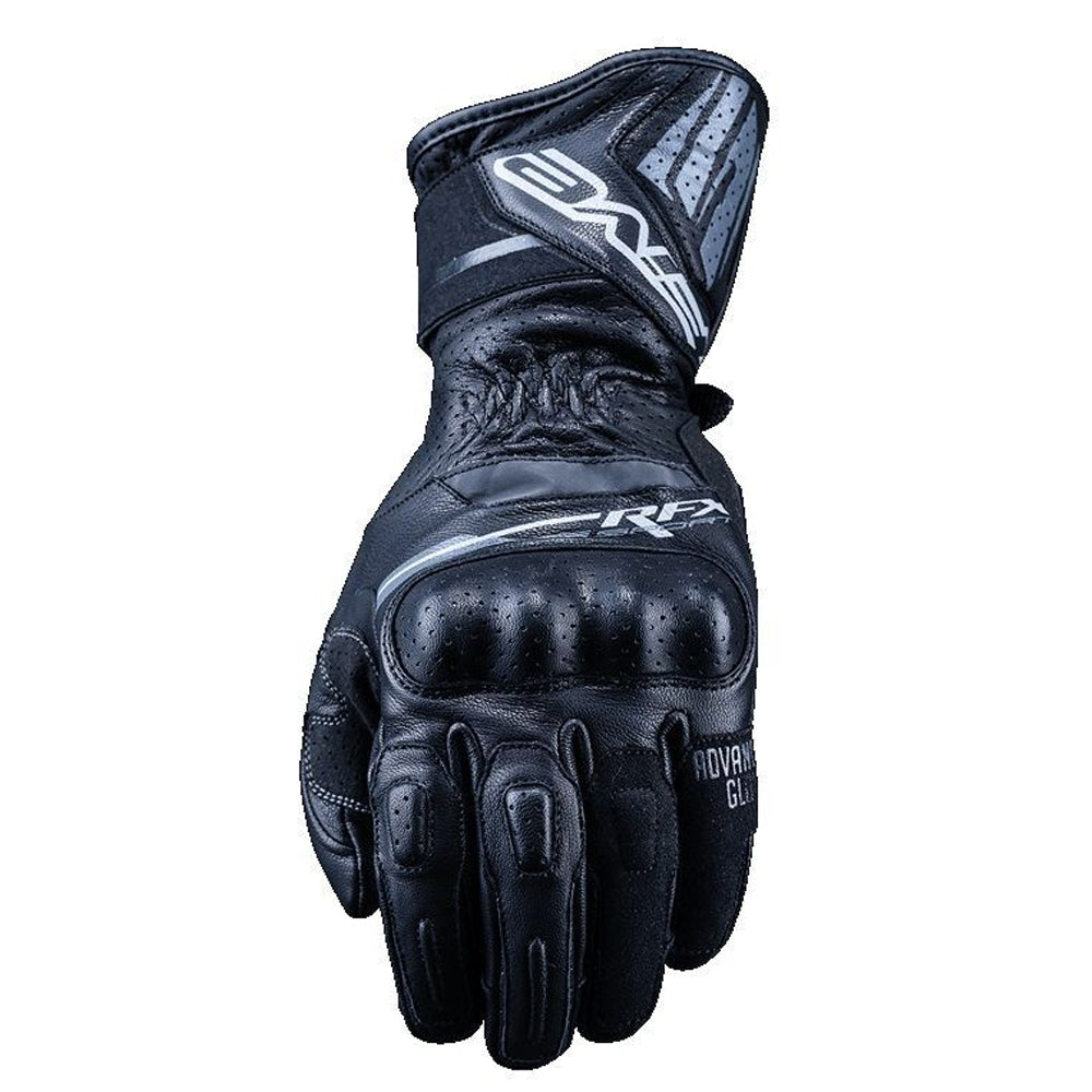 Five RFX Race Leather Motorcycle Gloves Black