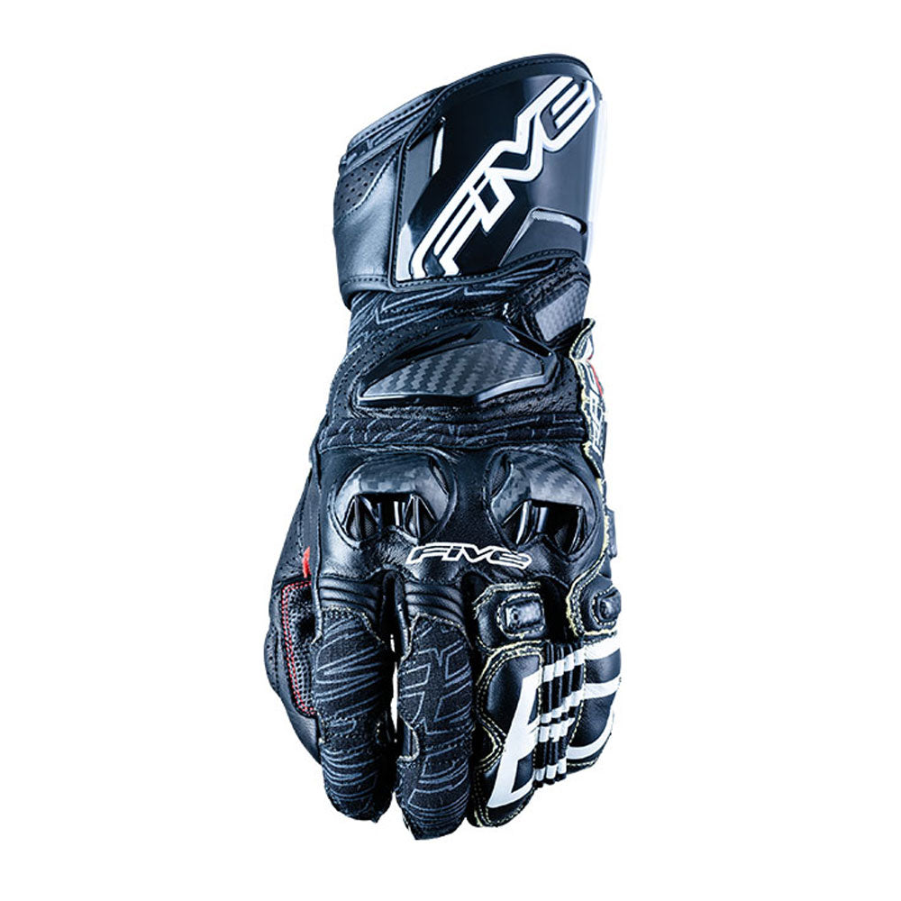 Five RFX Race Sports Leather Carbon Motorbike Gloves Black