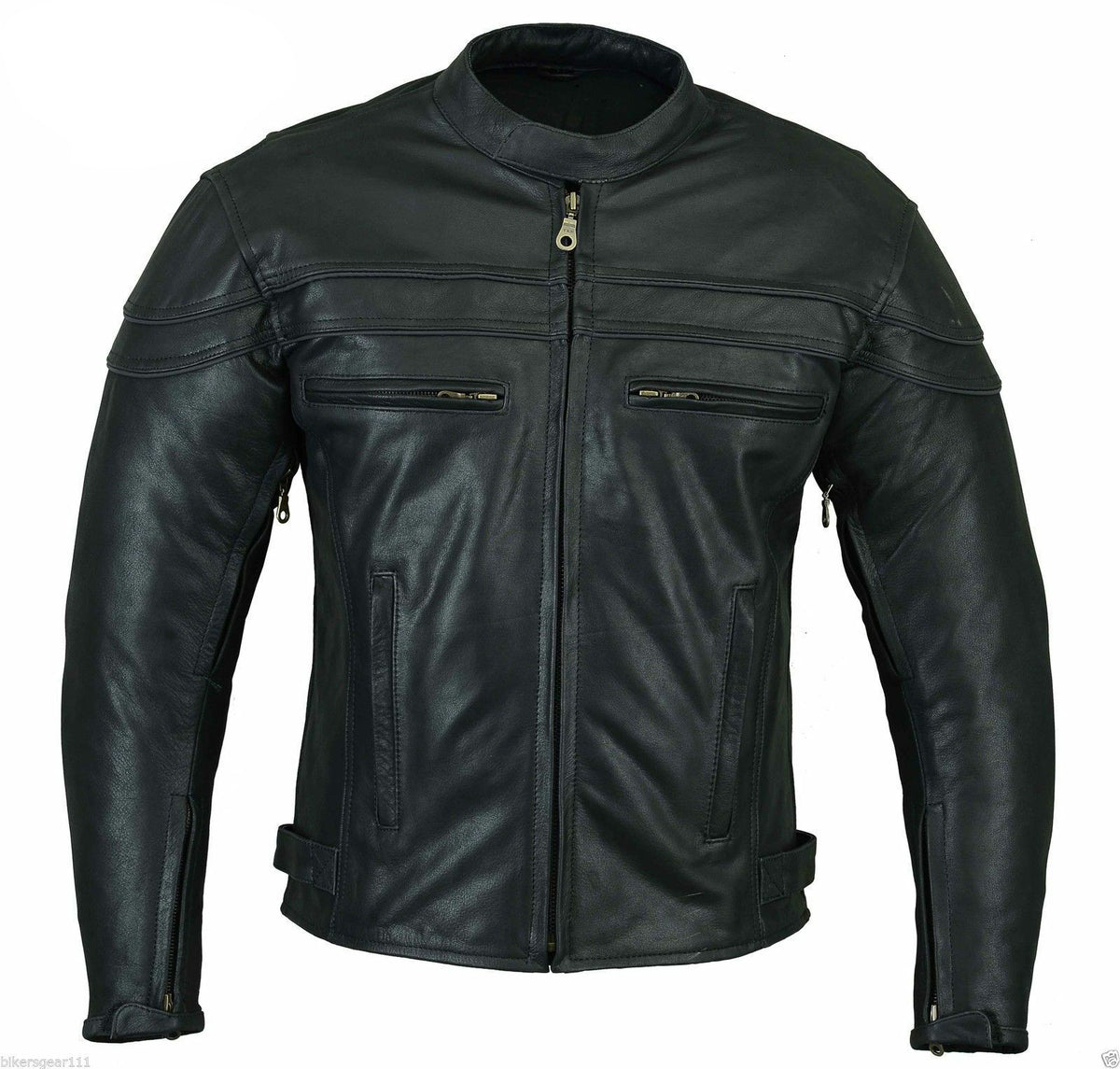 Bikers Gear Australia Sturgis Motorcycle Leather Jacket Black