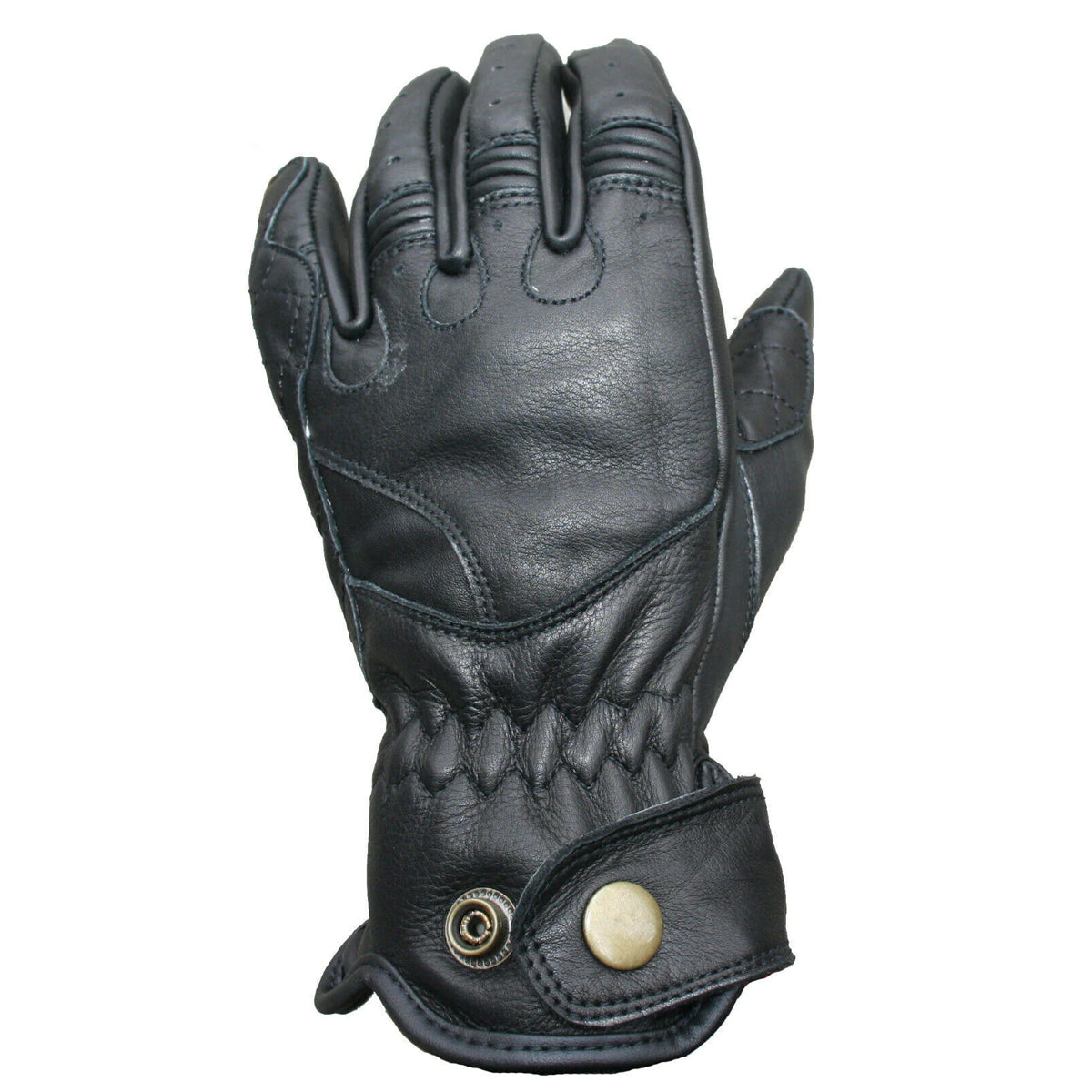 Roadhouse Leather Button Gloves Ladies Soft Black