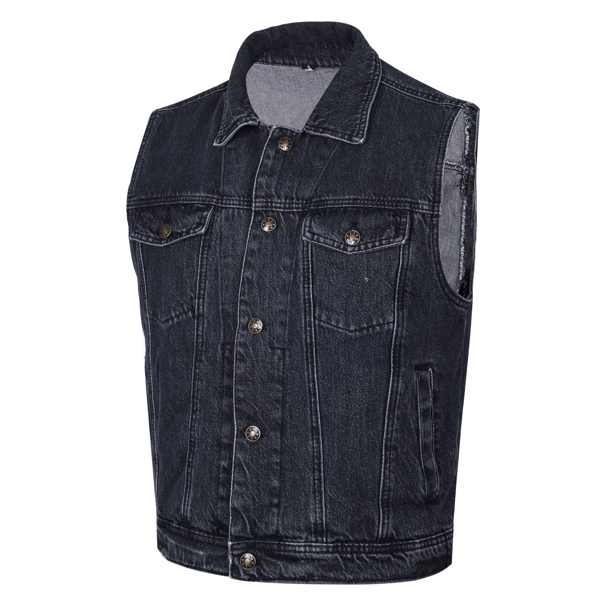 Bikers Gear Australia Jaguar Denim Motorcycle Vest Black