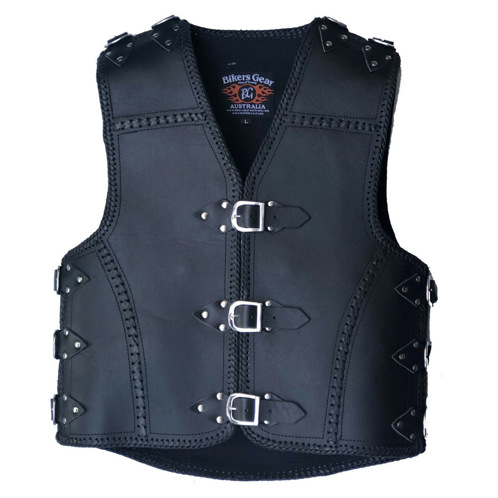 Bikers Gear Australia Albany HD 3mm Motorcycle Club Vest Black