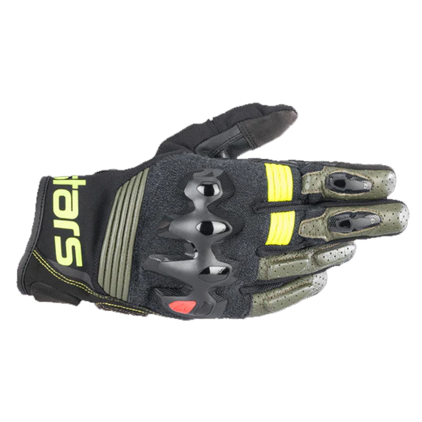 Alpinestars Halo Leather Gloves Forest Green / Black Fluro Yellow