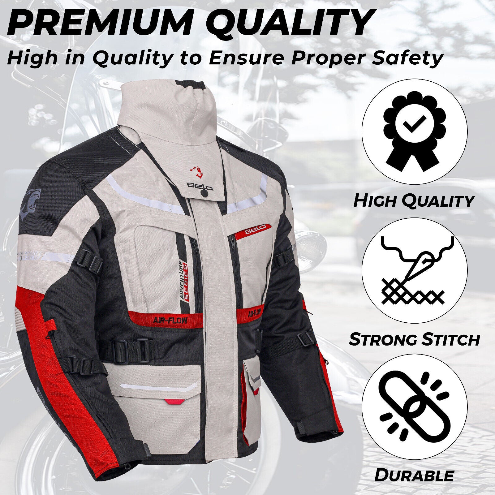 Bela Adventure Touring Motorcycle Motorbike Men Textile Racing Jacket Ce Armored