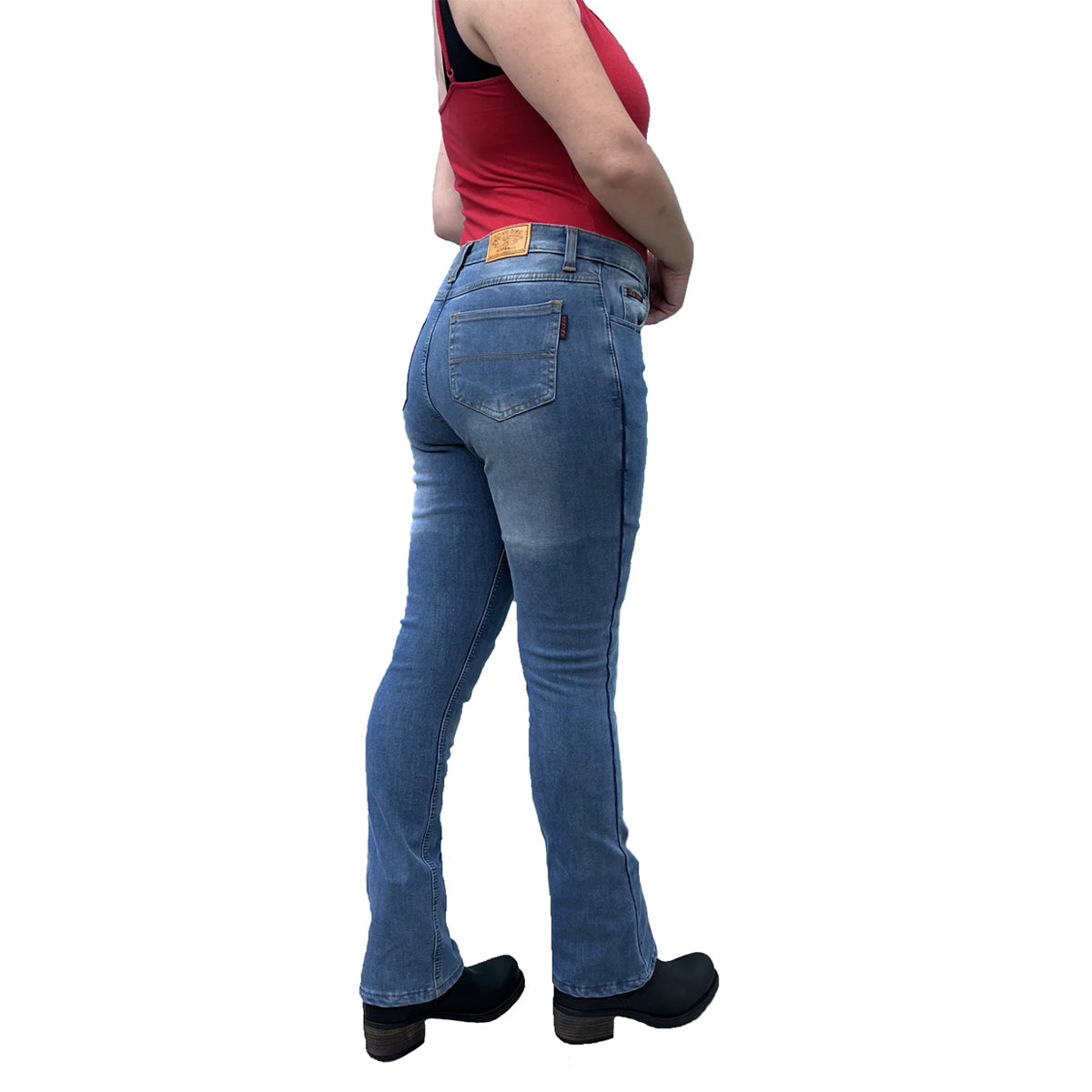 Bikers Gear Australia Boot Leg Lady Motorcycle Protective Lined With Kevlar Jeans Blue