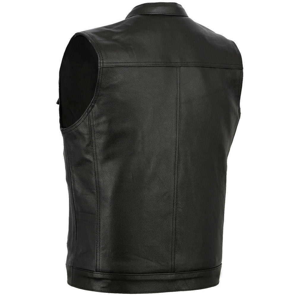 Bikers Gear Australia Sons of Anarchy Motorcycle Leather Vest Black