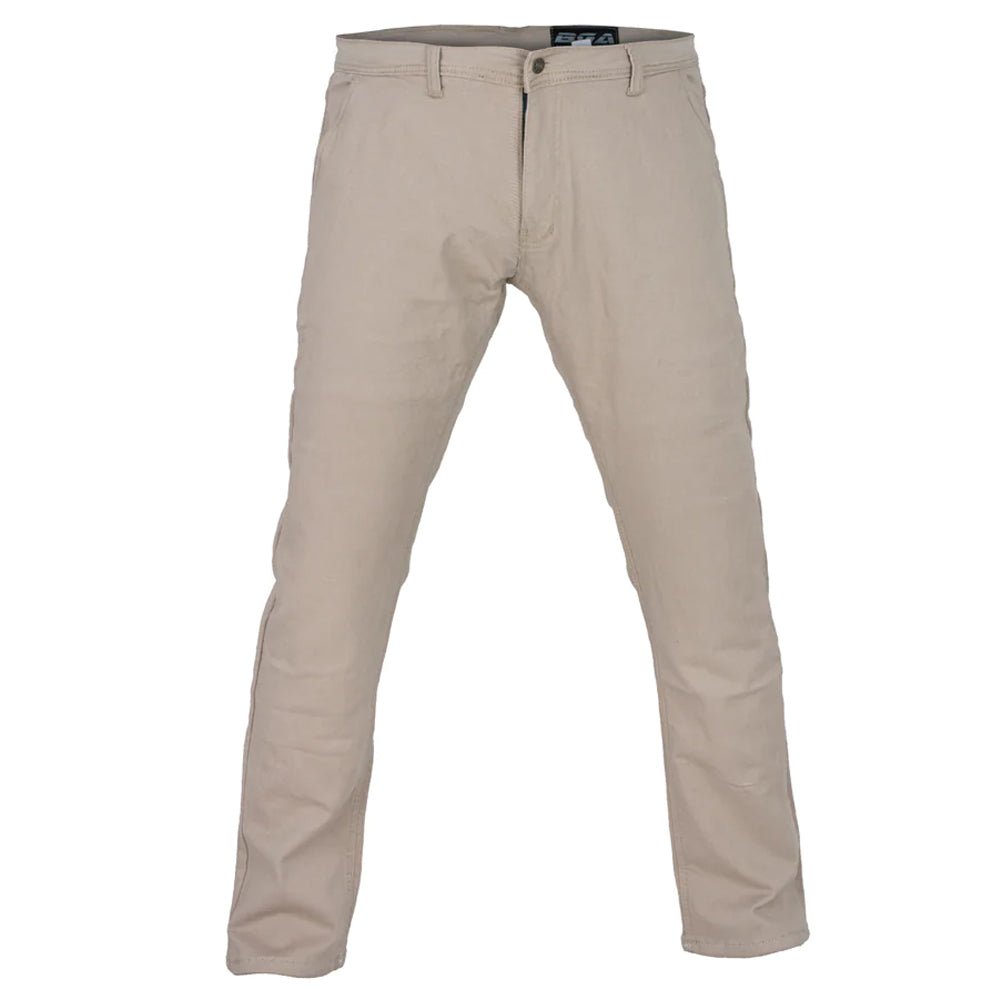 Bikers Gear Australia Stork Motorcycle Kevlar Lined Chinos Pants Tan Stretch