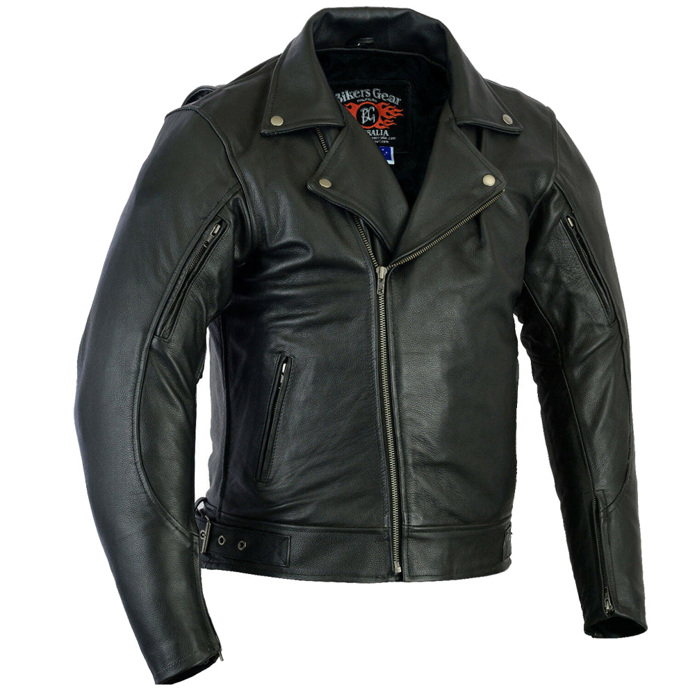 Bikers Gear Australia Brando No Buckle Motorcycle Leather Jacket