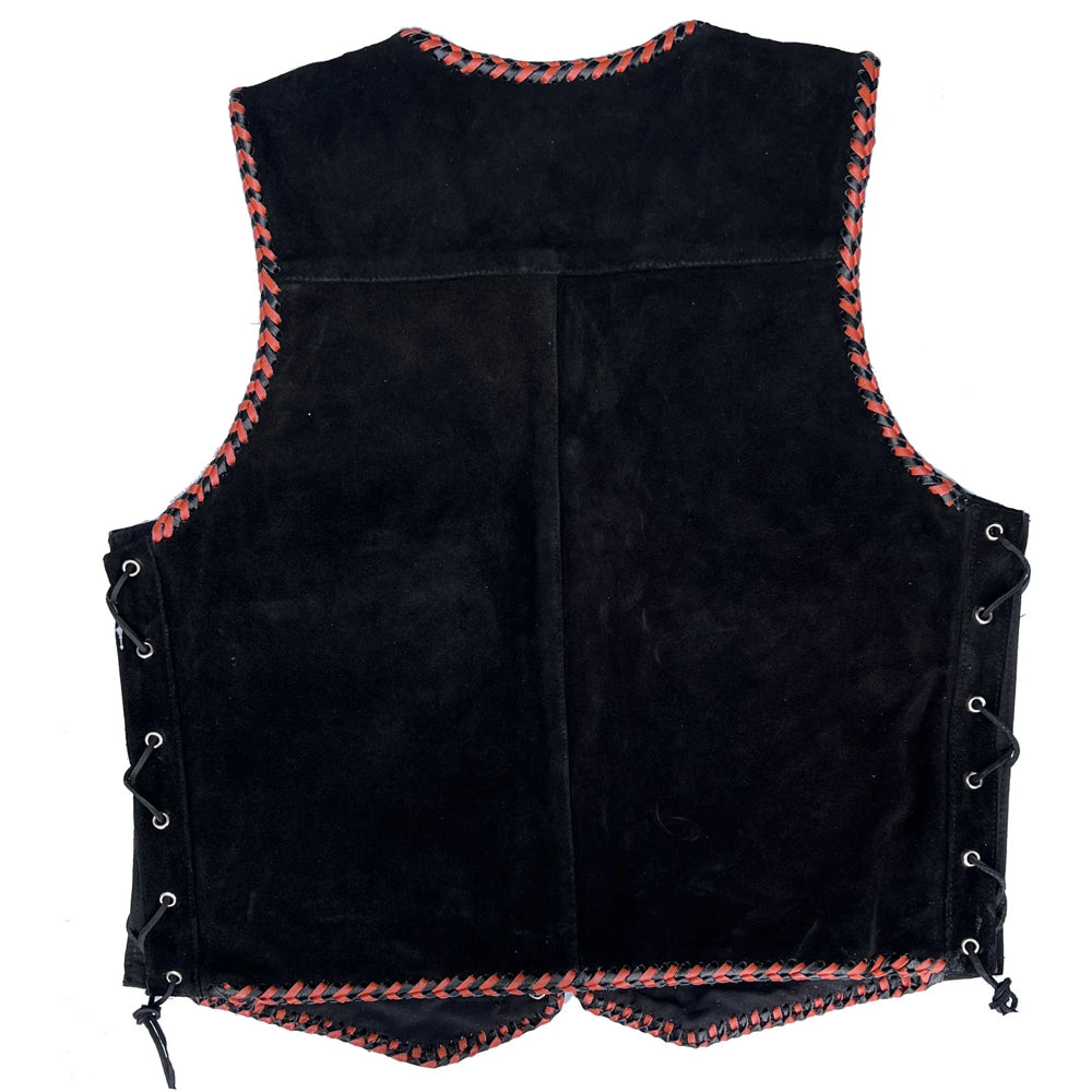 Bikers Gear Australia Aero Motorcycle Suede Vest Black/Orange