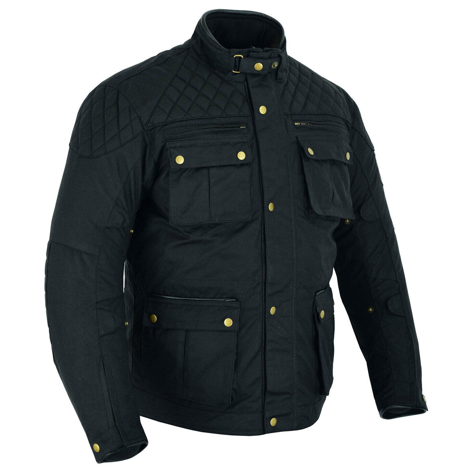 Black Classic Retro Wax Cotton Belstaff Style Motorbike Jacket