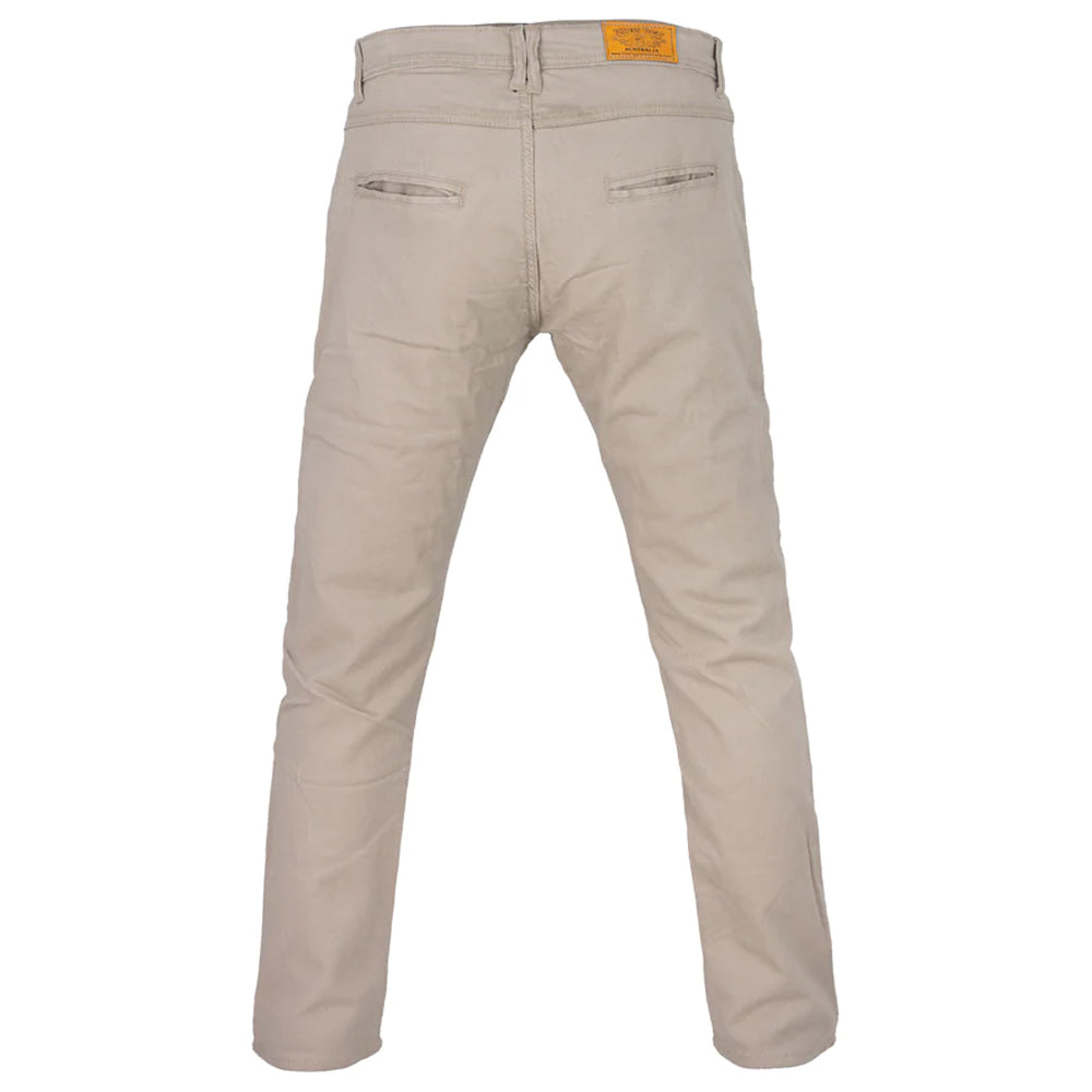 Bikers Gear Australia Stork Motorcycle Kevlar Lined Chinos Pants Tan Stretch