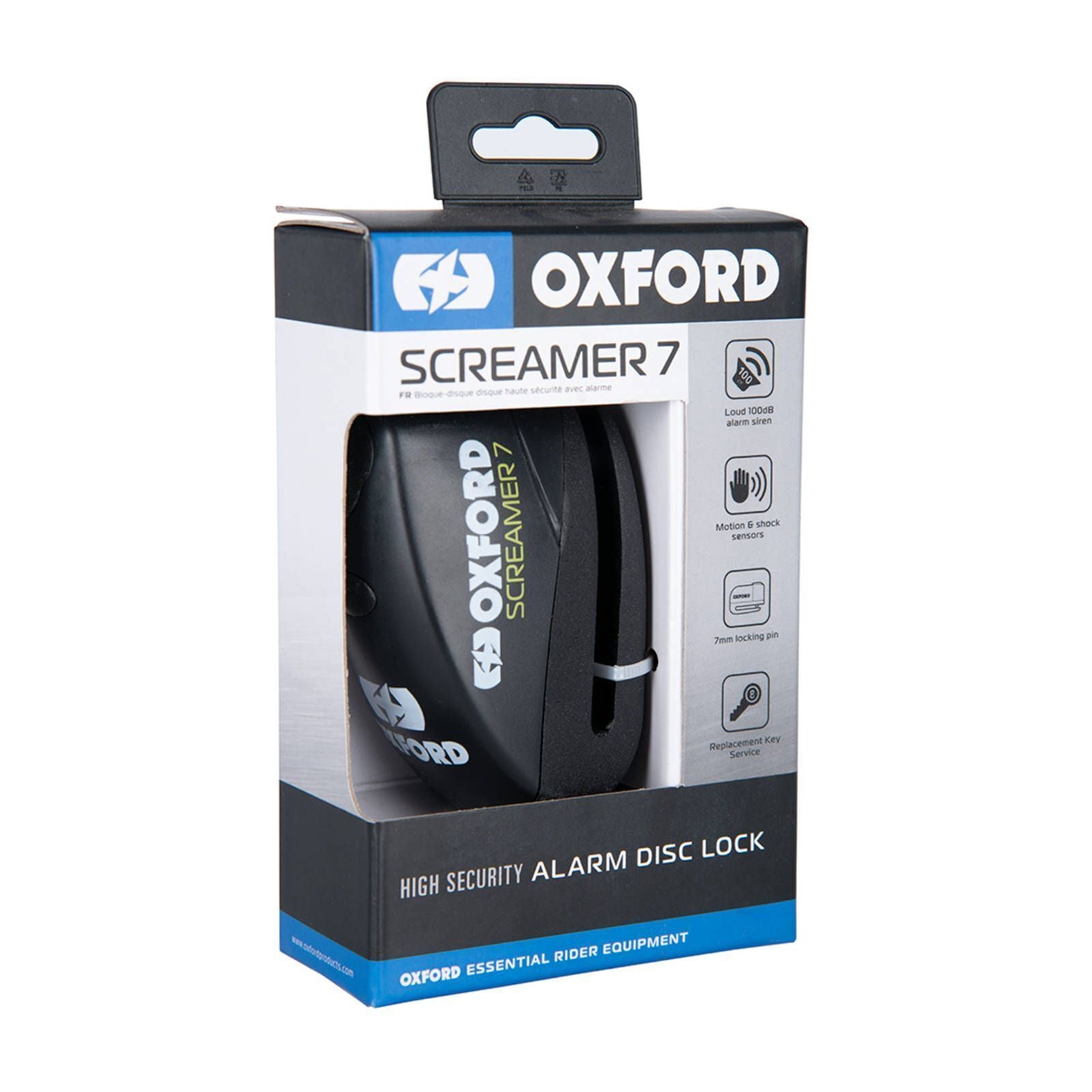 Oxford Screamer7 Alarm Disc Lock - Black