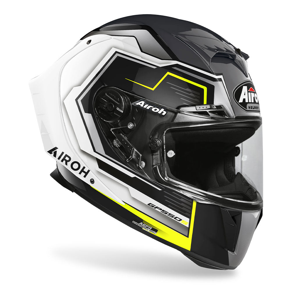 Airoh Road Motorcycle Helmet GP550-S Rush White/Yellow Gloss